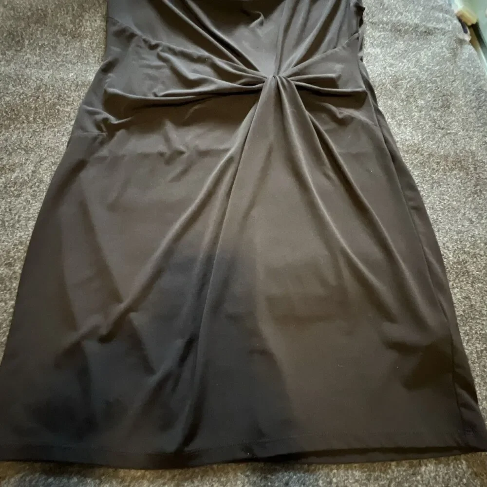 MICHAEL Michael Kors Black Draped Knot-Front Mini Dress Large